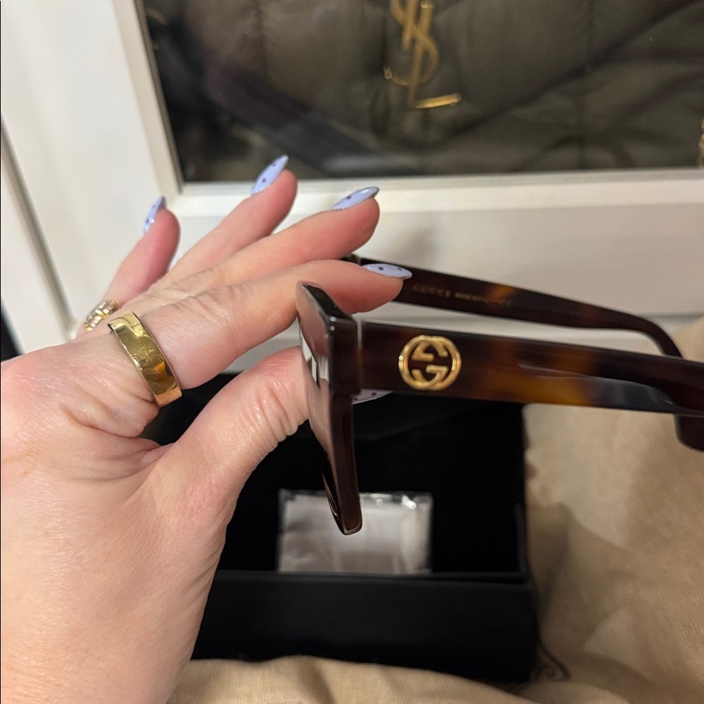 GUCCI GG0029s 002 Shiny Dark Havana Cat-eye Sunglasses - Picture 12 of 12